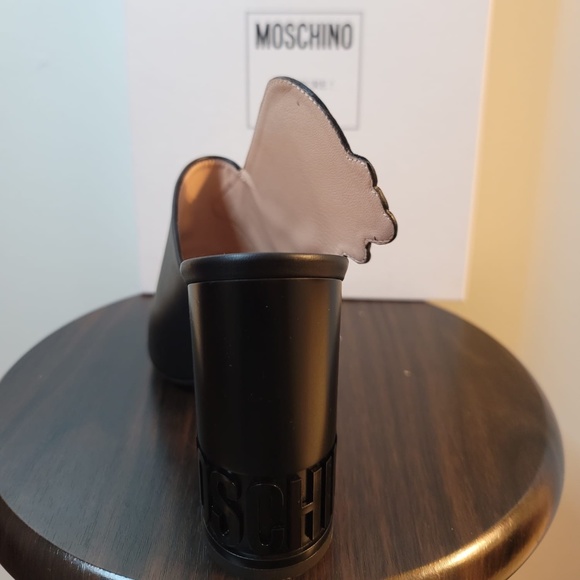 Moschino Black and White Illustration Face Sandal Heels EU 40 | US 10 - Picture 5 of 6